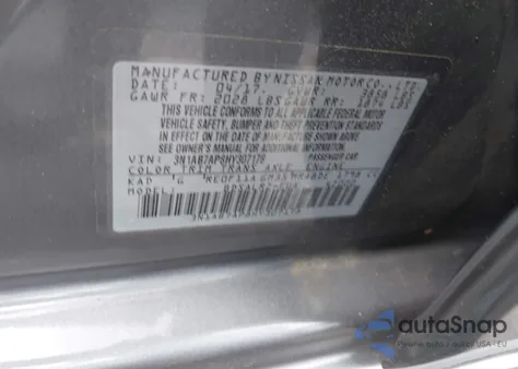 2017 Nissan Sentra Sr из США, поврежденный, VIN 3N1AB7AP8HY307178